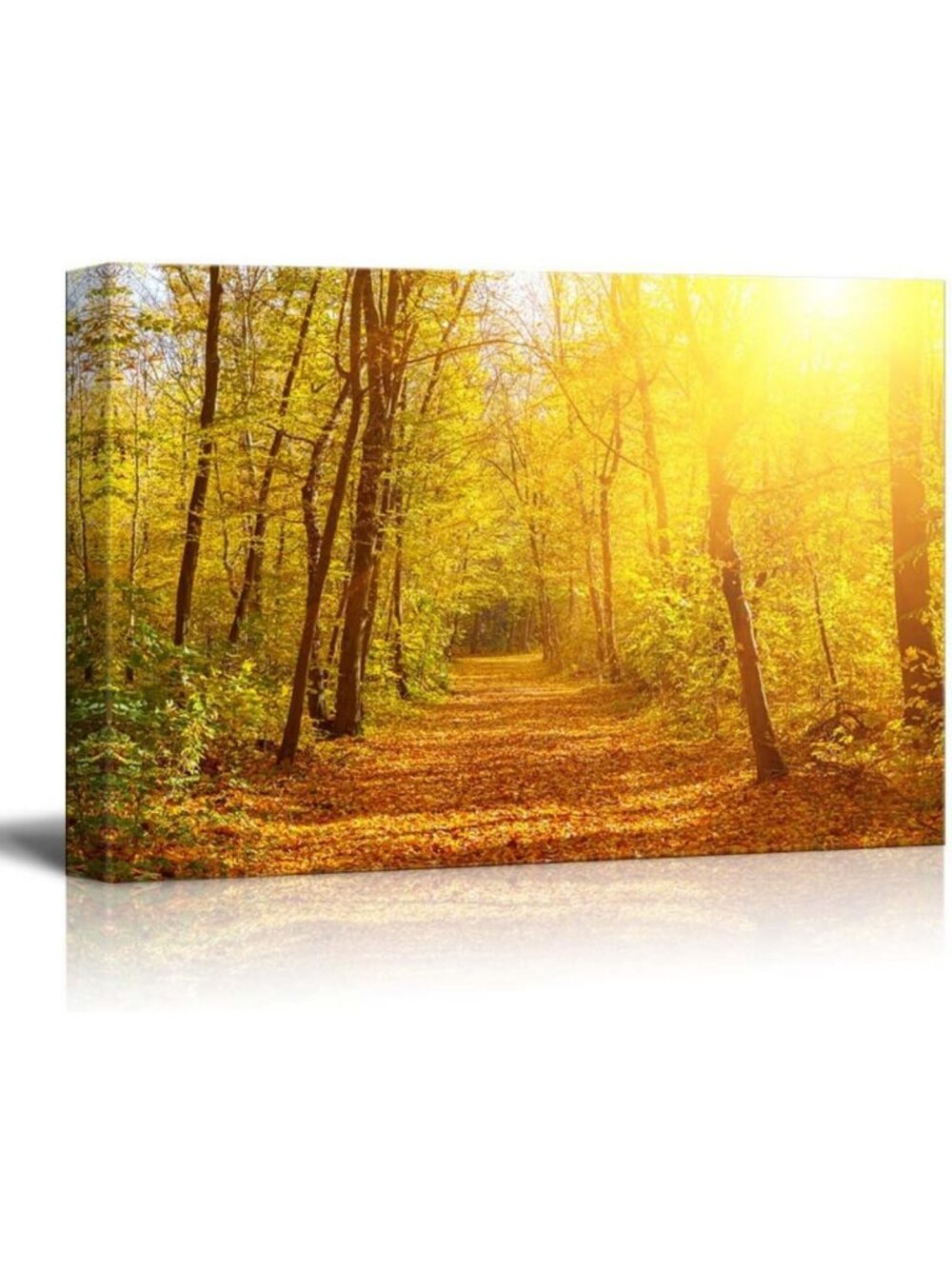 Autumn Alley Canvas Wall Art - Vibrant Yellow Leaves Decor - 24" x 36